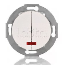 Выключатель двухклавишный Экопласт (схема 5L) с индикатором 10 A, 250 B (белый) Vintage