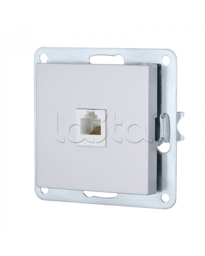 Розетка телефонная RJ-12 с накладкой (серебристый металлик) LK 80 Экопласт (845503-1) в Назрани Розетки компьютерные и телефонные Pintop.ru