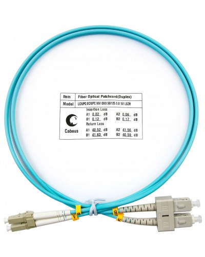 Шнур оптический duplex LC-SC 50/125 MM OM3 1 м LSZH Cabeus FOP-50-LC-SC-1M в Назрани Патч-корды оптические Pintop.ru