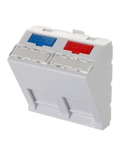 Адаптер 45 × 45 мм для 2 модулей Keystone, наклонный, белый Eurolan (16B-45-04WT) в Назрани Модули Keystone Pintop.ru