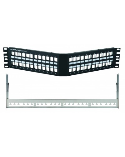 Коммутационная угловая панель 19” наборная, FTP, 2U, 48 портов, черный Eurolan (27A-00-48BL) в Назрани Патч-панели Pintop.ru