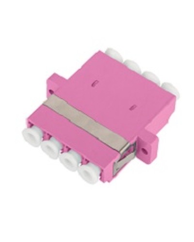 Адаптер NIKOMAX волоконно-оптический, соединительный, многомодовый, стандарта OM4, LC/UPC-LC/UPC, квадро, пластиковый, без шторки, с фланцами, маджента, уп-ка 2шт. в Назрани Проходные адаптеры и розетки оптические Pintop.ru