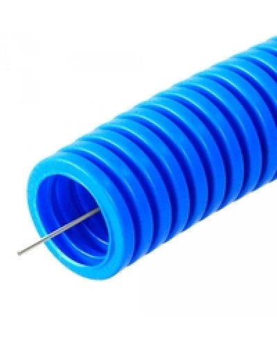 Труба гофрированная ПП тяжёлая 750 Н не распространяющая горение с/з синяя д32 (25м/1375м/ уп/пал) Промрукав PR02.0082 в Назрани Труба гофрированная Pintop.ru