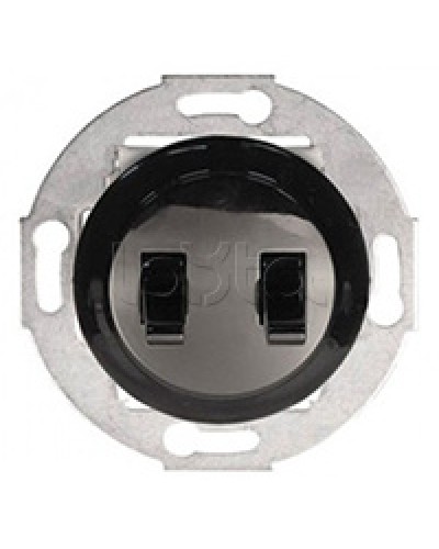 Экопласт Выключатель 2-рычажковый (схема 5) 10 A, 250 B (черный) Vintage в Назрани Розетки компьютерные и телефонные Pintop.ru