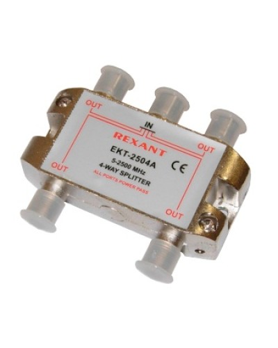Делитель телевизионный ТВх4 под F разъём 5-2500 МГц СПУТНИК (10шт/уп) REXANT 05-6203 в Назрани Системы видеонаблюдения Pintop.ru