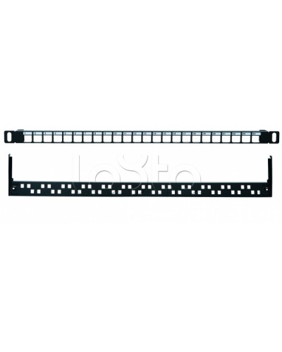 Коммутационная панель 19” наборная, UTP, 0,5U, 24 порта, черный Eurolan (27B-00-24-05BL) в Назрани Патч панель Pintop.ru