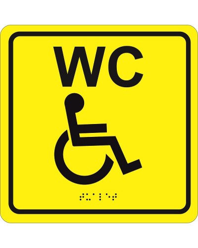 Табличка тактильная Hostcall MP-010Y3Туалет для инвалидов (200x200мм) желтый в Назрани Система оповещения и трансляции Hostcall Pintop.ru