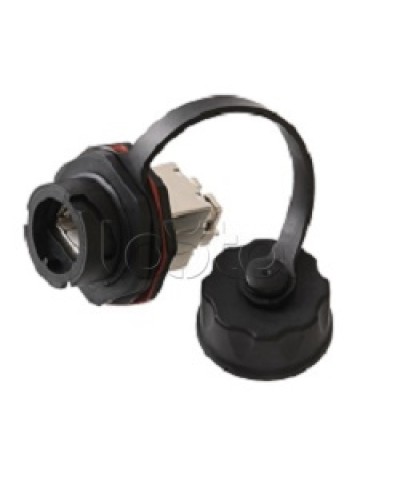 Индустриальный модуль-вставка NIKOMAX, Кат.6a (Класс Ea), 500МГц, RJ45/8P8C, 110/KRONE, T568A/B, экранированный, IP67, с защитной крышкой, черный NIKOMAX (NMC-KJSA2-IS-BK) в Назрани Модули Keystone Pintop.ru