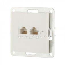 Розетка компьютерная двойная 2хRJ-45 кат.5е с накладкой (белый) LK80 Экопласт (846204-1)