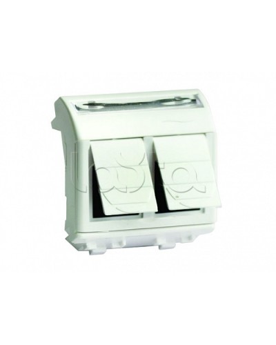 Ком.роз. двойная RJ45 кат.6 (8P8C, Hyperline, Dual IDC: 110&Krone) Brava, слон.кость, 2мод (75452S) в Назрани Аксессуары для кабель-канала Pintop.ru