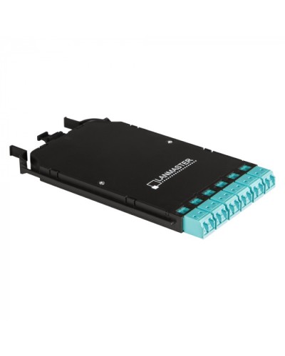 Компактная MPO кассета OS2, 12xLC, тип B, низкие потери, черная LANMASTER (LAN-MCCB-1M-12LC/OS2) в Назрани Патч-корды оптические Pintop.ru