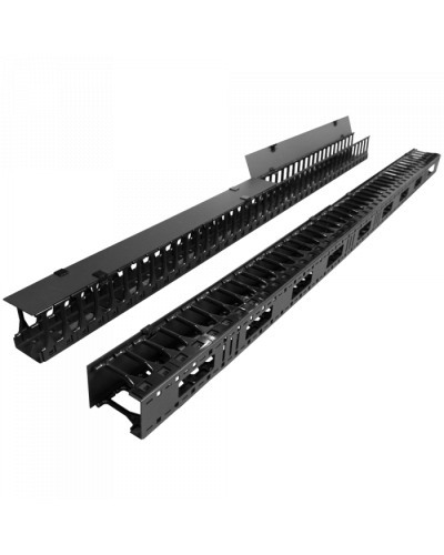 Вертикальные органайзеры с пласт пальцами, глубина 175 мм, 42U, черные TWT (TWT-CBB-DVO-42U/L) в Назрани Кабельные органайзеры Pintop.ru