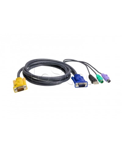 КВМ-кабель с интерфейсами PS/2, USB, VGA (1.8м) ATEN 2L-5302UP в Назрани Видеоусилители, Модуляторы, Делители Pintop.ru