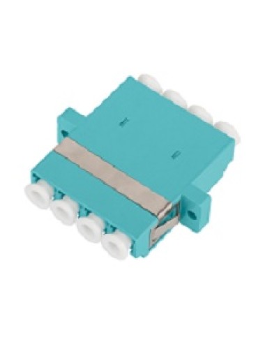 Адаптер NIKOMAX волоконно-оптический, соединительный, многомодовый, стандарта OM3, LC/UPC-LC/UPC, квадро, пластиковый, без шторки, с фланцами, аква, уп-ка 2шт. в Назрани Проходные адаптеры и розетки оптические Pintop.ru