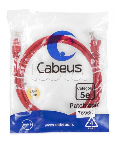 Патч-корд медный U/UTP кат.5е (1,5м) LSZH (красный) Cabeus (PC-UTP-RJ45-Cat.5e-1.5m-RD-LSZH) в Назрани Патчкорды (медные) Pintop.ru