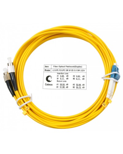 Шнур оптический duplex LC-FC 9/125 sm 5м LSZH Cabeus FOP(d)-9-LC-FC-5m в Назрани Патч-корды оптические Pintop.ru