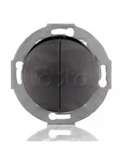 Выключатель двухклавишный Экопласт (схема 5) 10 A, 250 B (черный ) Vintage в Назрани Розетки компьютерные и телефонные Pintop.ru