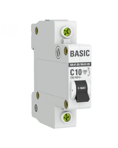 Автоматический выключатель 1P 10А (C) 4,5кА ВА 47-29 EKF Basic (mcb4729-1-10C) в Назрани Электротехническое оборудование Pintop.ru