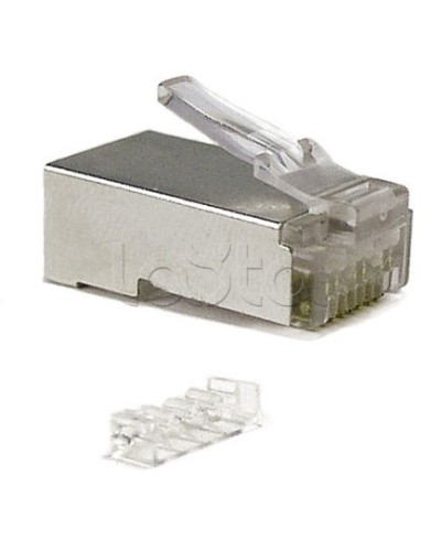 Коннектор RJ-45 под витую пару, категория 6 (50 µ/ 50 микродюймов), экранированный, универсальный (для одножильного и многожильного кабеля), со вставкой Cabeus 8P8C-SH-C6-TWP в Назрани Коннекторы и разъемы Pintop.ru