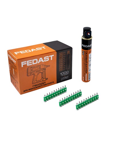 Гвозди 3.0*19 мм усиленные для монтажного пистолета в комплекте с газовым баллоном 165 мм FEDAST (fd3019egfc) в Назрани Крепеж: Дюбели, шурупы, саморезы Pintop.ru