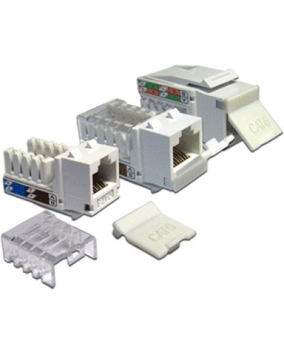 Модуль Keystone, RJ45, кат.6, UTP, 90 градусов, со встроенной шторкой, белый LANMASTER (LAN-OK45U6/90P-WH) в Назрани Коннекторы Pintop.ru
