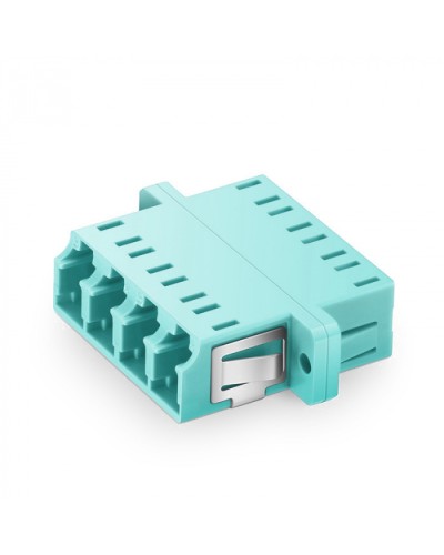 Оптический адаптер OM3, квадро LC, с фланцами, бирюзовый Eurolan (36A-30-4L-02AQ) в Назрани Проходные адаптеры и розетки оптические Pintop.ru