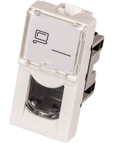 Вставка Mosaic 22.5x45, RJ-45 UTP, белая LANMASTER (LAN-SIP-22U5E-WH) в Назрани Коннекторы и разъемы Pintop.ru