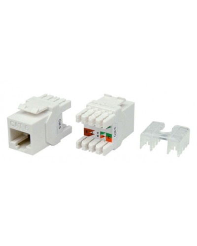 Вставка Keystone Jack RJ-45(8P8C) Hyperline KJ8-8P8C-C6-180-WH в Назрани Модули Keystone Pintop.ru