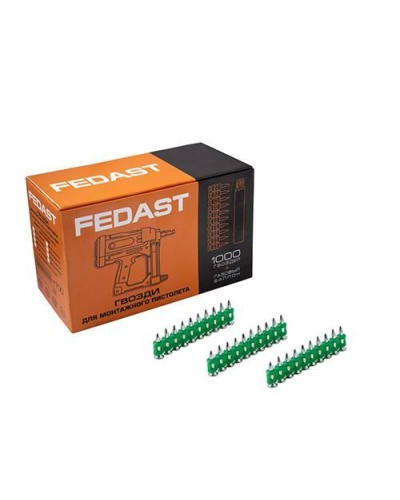 Гвозди 3.0*25 мм усиленные для монтажного пистолета (1000 шт/уп) FEDAST fd3025eg в Назрани Крепеж: Дюбели, шурупы, саморезы Pintop.ru