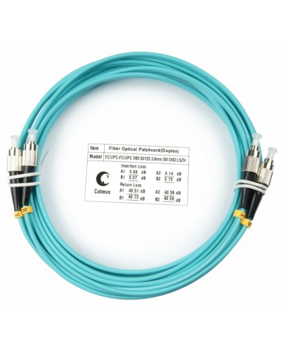 Шнур оптический duplex FC-FC 50/125 mm OM3 5м LSZH Cabeus FOP-50-FC-FC-5m в Назрани Патч-корды и пигтейлы Pintop.ru