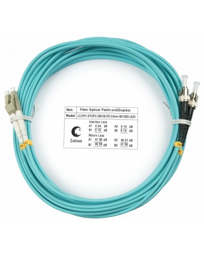 Шнур оптический duplex LC-ST 50/125 mm OM3 15м LSZH Cabeus FOP-50-LC-ST-15m в Назрани Патч-корды и пигтейлы Pintop.ru