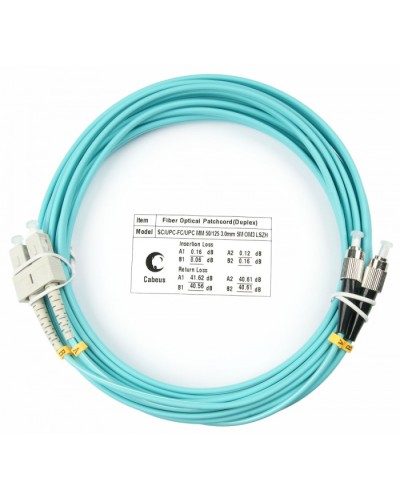 Шнур оптический duplex SC-FC 50/125 mm OM3 15м LSZH Cabeus FOP-50-SC-FC-15m в Назрани Патч-корды и пигтейлы Pintop.ru