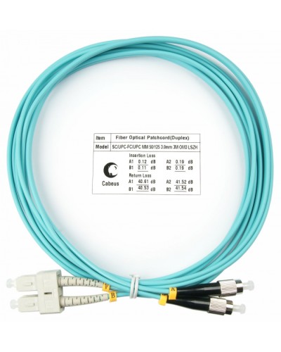 Шнур оптический duplex SC-FC 50/125 mm OM3 3м LSZH Cabeus FOP-50-SC-FC-3m в Назрани Патч-корды и пигтейлы Pintop.ru