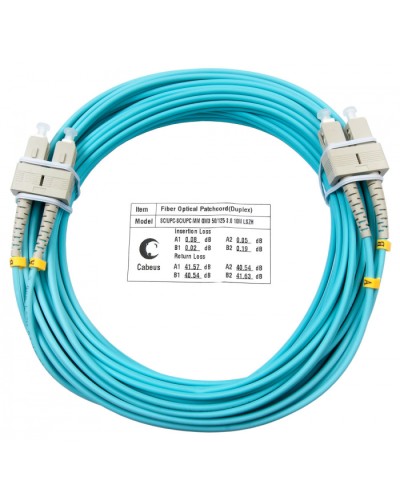 Шнур оптический duplex SC-SC 50/125 mm OM3 20м LSZH Cabeus FOP-50-SC-SC-20m в Назрани Патч-корды и пигтейлы Pintop.ru