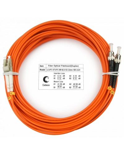 Шнур оптический duplex LC-ST 62,5/125 mm 10м LSZH Cabeus FOP-62-LC-ST-10m в Назрани Патч-корды оптические Pintop.ru