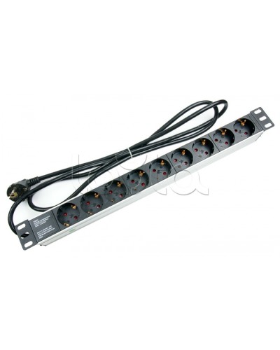Блок на 9 розеток EU горизонтальный для 19 шкафов Cabeus (PDU-9P-2EU) в Назрани Блоки розеток Pintop.ru