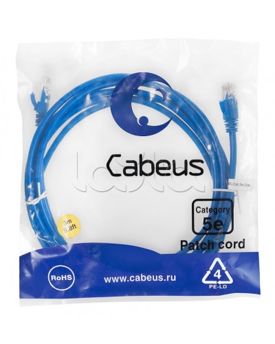 Патч-корд медный U/UTP кат.5е (3м) LSZH (синий) Cabeus (PC-UTP-RJ45-Cat.5e-3m-BL-LSZH) в Назрани Патчкорды (медные) Pintop.ru