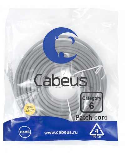Патч-корд медный U/UTP кат.6 (20м) LSZH (серый) Cabeus (PC-UTP-RJ45-Cat.6-20m-LSZH) в Назрани Патчкорды (медные) Pintop.ru