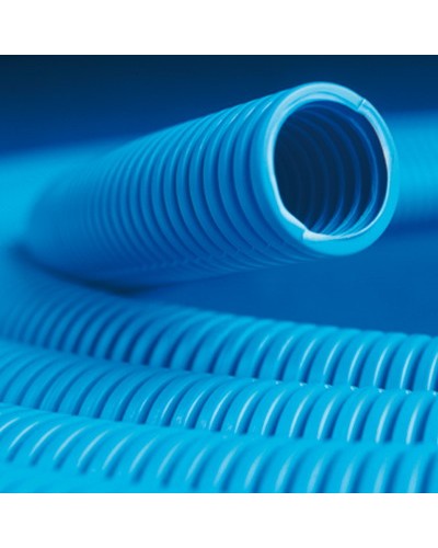 Труба ППЛ гибкая гофр. д.16мм, тяжёлая без протяжки, 100м, цвет синий DKC 10516 в Назрани Труба гофрированная Pintop.ru