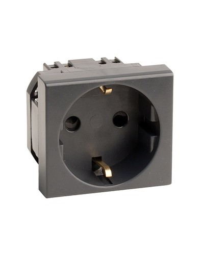 Розетка силовая 2Р+Е, со шторками, «Viva», 2 мод., цвет черный DKC (45205) в Назрани Аксессуары для кабель-канала Pintop.ru