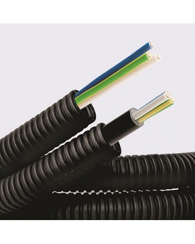 Электротруба ПНД гибкая гофр. д.20мм, цвет черный, с кабелем ВВГнг(А)-LS 3х2,5мм² РЭК ГОСТ+, 100м DKC 7S720100 в Назрани Труба гофрированная Pintop.ru