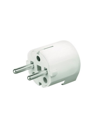 Вилка кабельная, бытовая с боковым вводом кабеля. Белая. IP20 16А 2P+E 230В DKC DIS13083 в Назрани Аксессуары для стоек и шкафов Pintop.ru