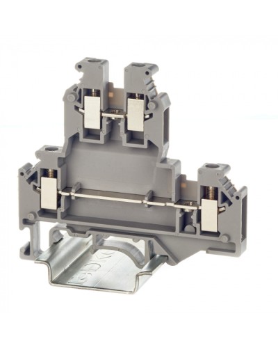 Клемма двухуровневая, винтовой зажим, 4 точки подключения, 4 кв.мм, серая DKC (KRUKB-5) в Назрани Клеммные колодки Pintop.ru