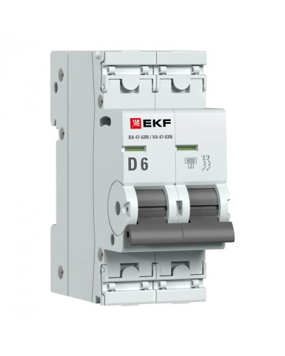 Автоматический выключатель 2P 6А (D) 6кА ВА 47-63N EKF PROxima (M636206D) в Назрани Электротехническое оборудование Pintop.ru