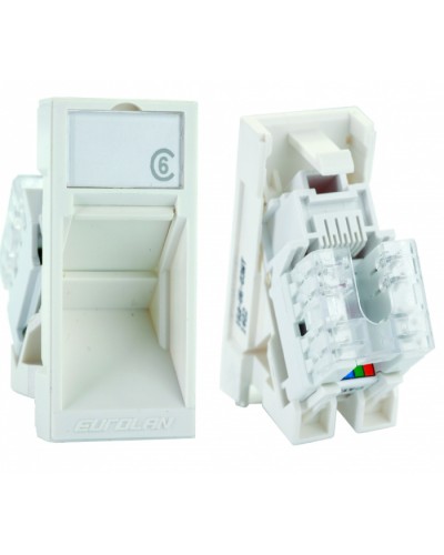Розеточный модуль UTP категории 6 Mosaic серии 45 RJ45 Eurolan (16A-U6-03WT) в Назрани Модули Keystone Pintop.ru