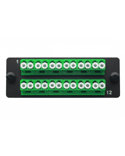 Комплект планка Q-SLOT с 12 адаптерами дуплекс LC OS2, монтажные шнуры, КДЗС Eurolan 38M-S2-2L-12BL в Назрани Коннекторы Pintop.ru