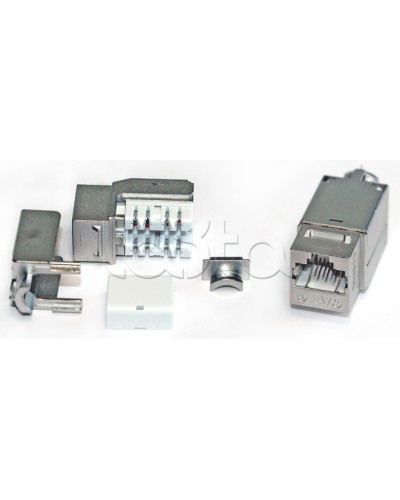 Вставка Keystone Jack RJ-45(8P8C), категория 6A, экранированная, 110 IDC, заделка с помощью NE-TOOL, белая Hyperline KJNE-8P8C-C6A-90-SH-F-WH в Назрани Модули Keystone Pintop.ru