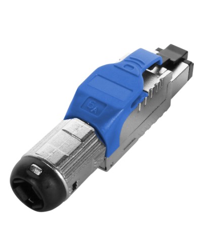 Разъем полевой оконцовки RJ-45 Hyperline (PLUE-8P8C-S-C6A-SH-BL) в Назрани Патч-корды и пигтейлы Pintop.ru