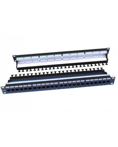Патч-панель 19, 1U, 24 порта RJ-45, категория 6, Dual IDC, цвет черный Hyperline PP3-19-24-8P8C-C6-110D в Назрани Патч панель Pintop.ru