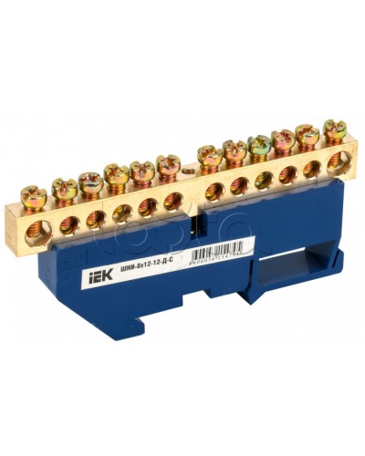 Шина N ноль на DIN-изоляторе ШНИ-8х12-12-Д-С IEK (YNN10-812-12D-K07) в Назрани Клеммные колодки Pintop.ru